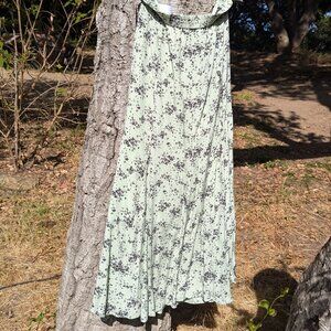 floral pale green long skirt